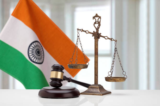 Gavel And Scales Of Justice and National flag